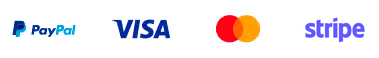 Accepted payment methods through PayPal and Stripe